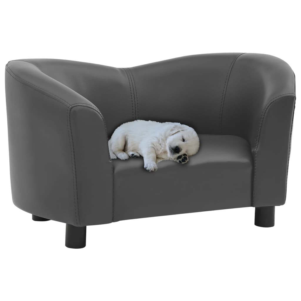 vidaXL Dog Sofa Grey 67x41x39 cm Faux Leather