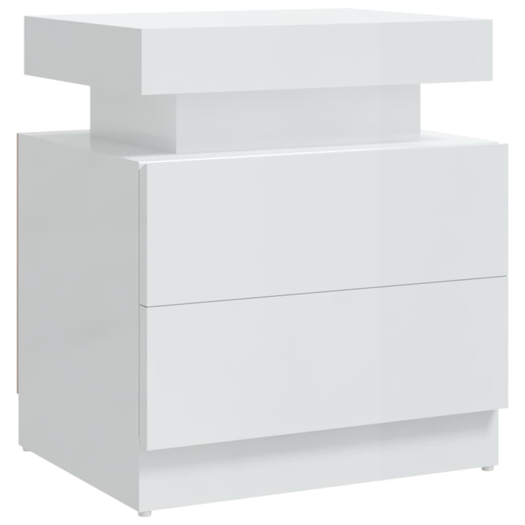 vidaXL Bedside Cabinet High Gloss White 45x35x52 cm Engineered Wood