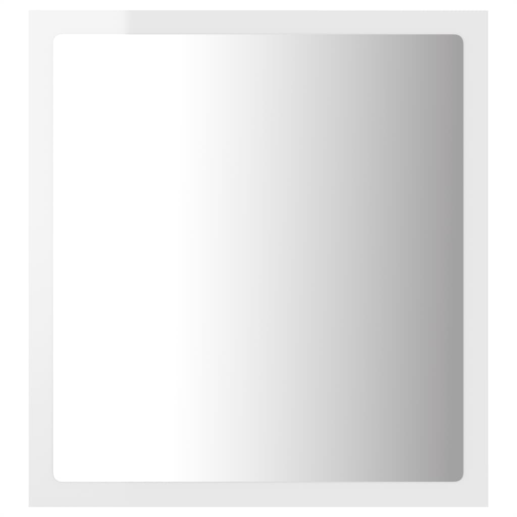vidaXL LED Bathroom Mirror High Gloss White 40x8.5x37 cm Acrylic