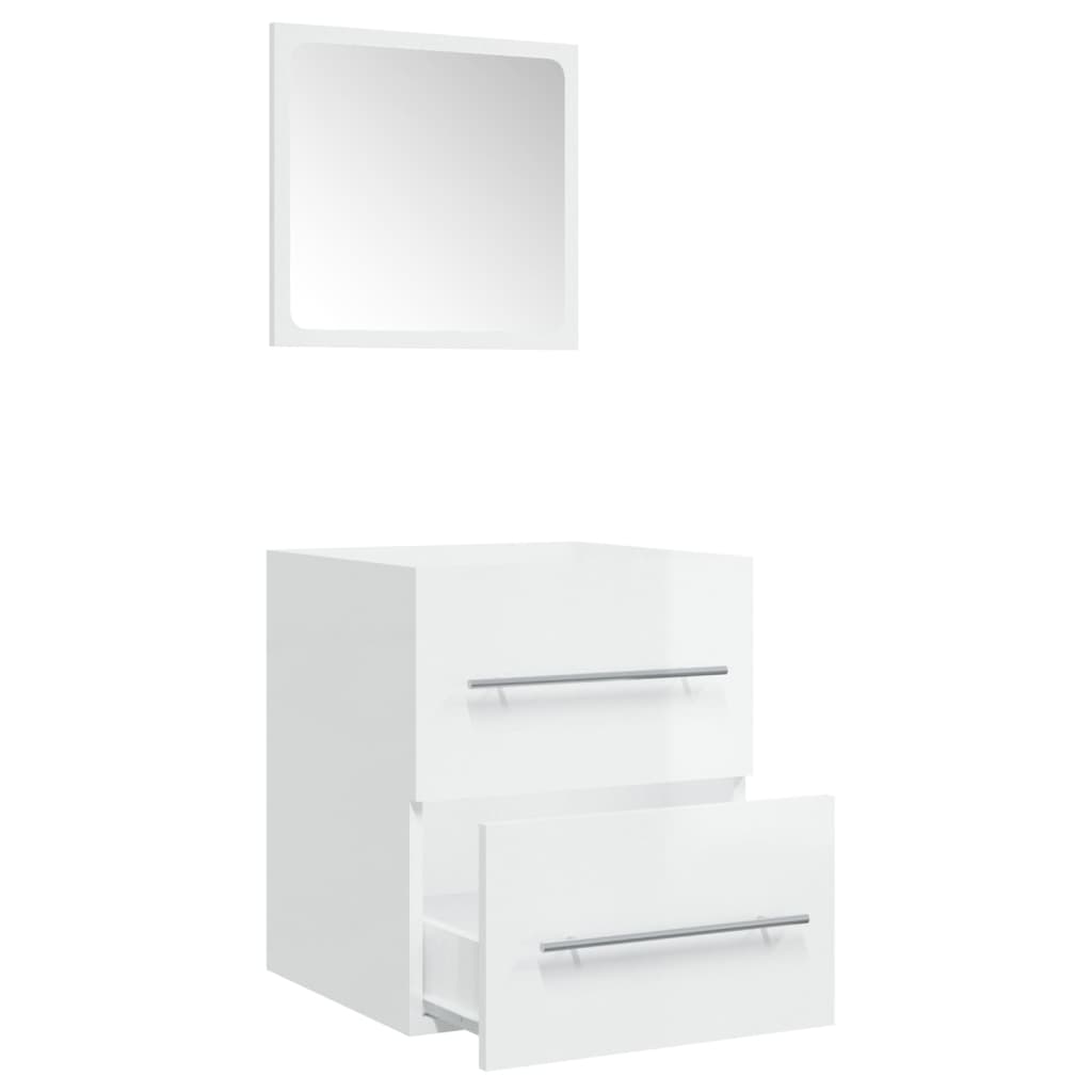 vidaXL Bathroom Cabinet with Mirror High Gloss White 41x38.5x48 cm
