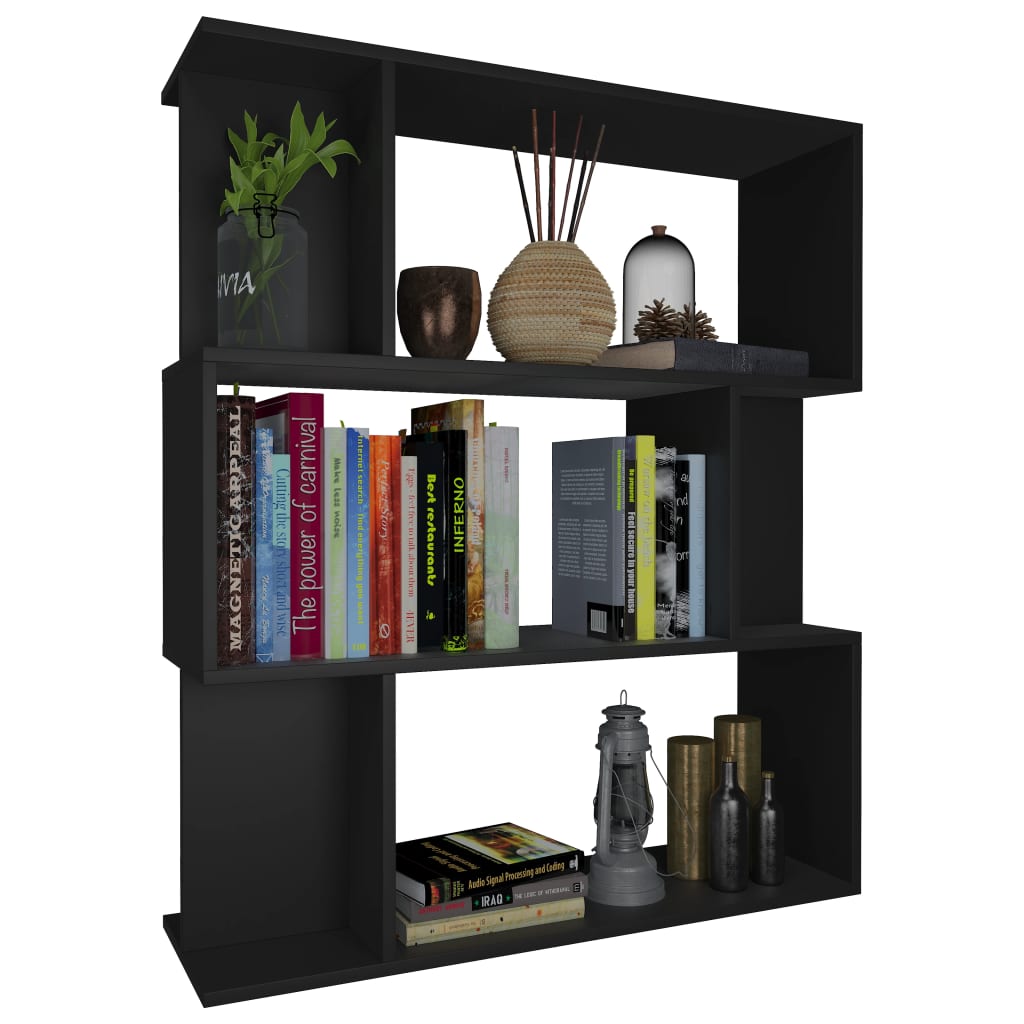 vidaXL Book Cabinet/Room Divider Black 80x24x96 cm Engineered Wood