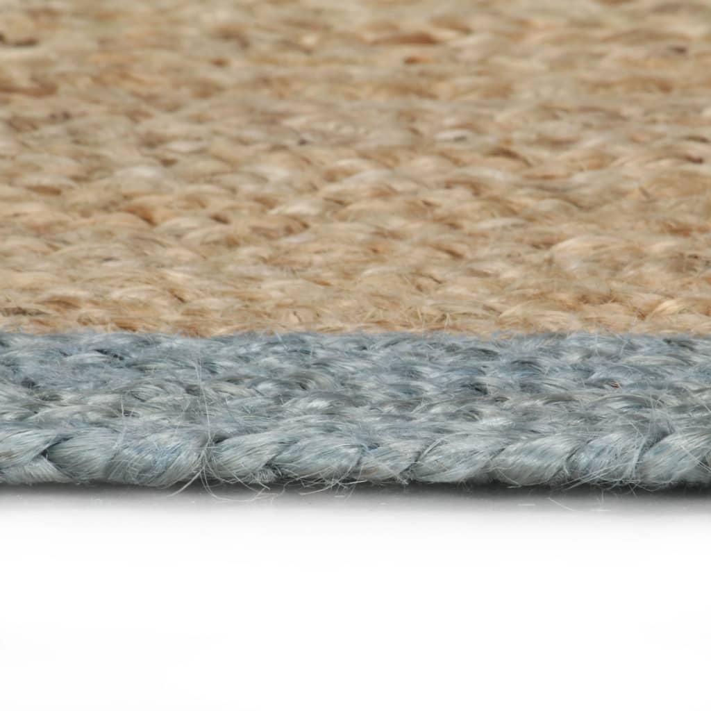 VidaXL Handmade Round Jute Area Rug With Dark Grey Border- Skillfully - View #7