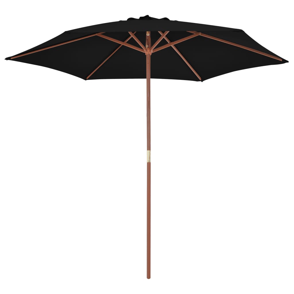 vidaXL Outdoor Parasol with Wooden Pole Black 270 cm