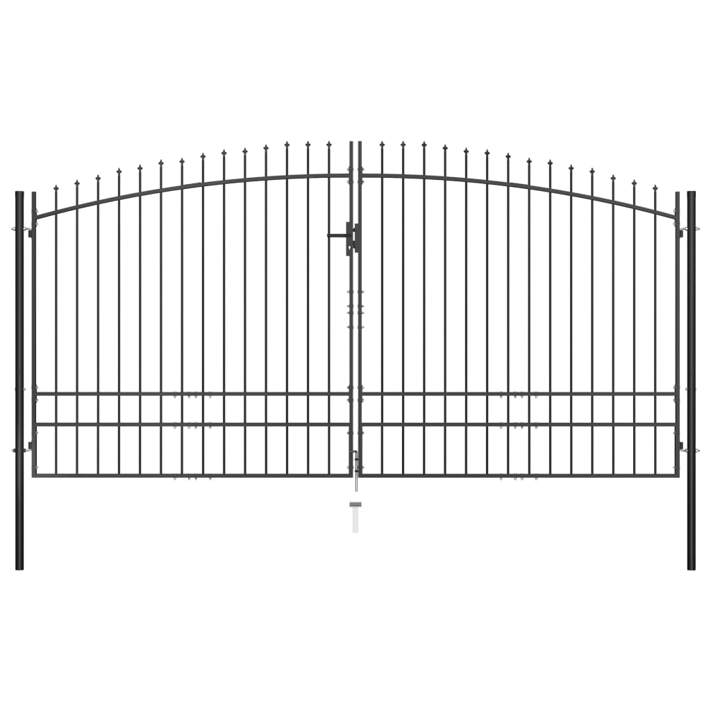 vidaXL Double Door Fence Gate with Spear Top 400x248 cm