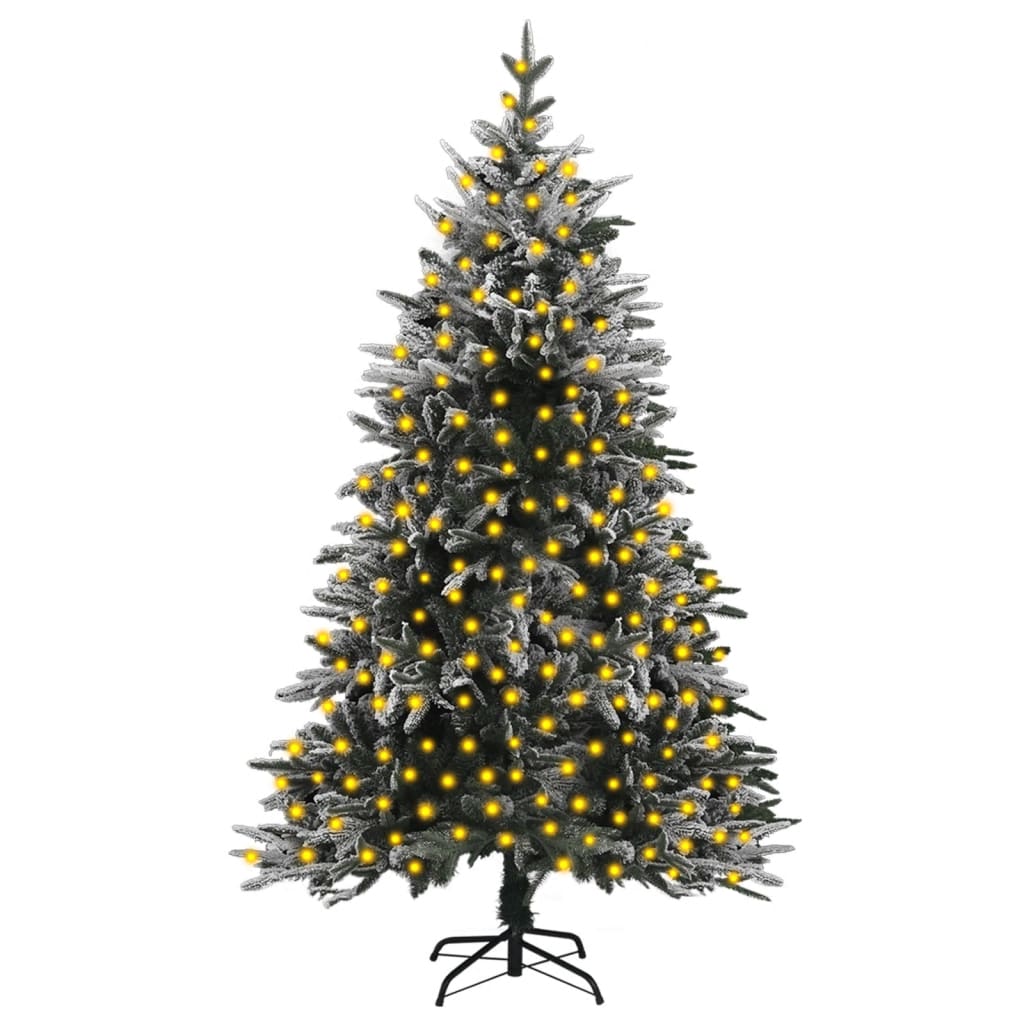 vidaXL Artificial Pre-lit Christmas Tree with Flocked Snow 240 cm PVC&PE