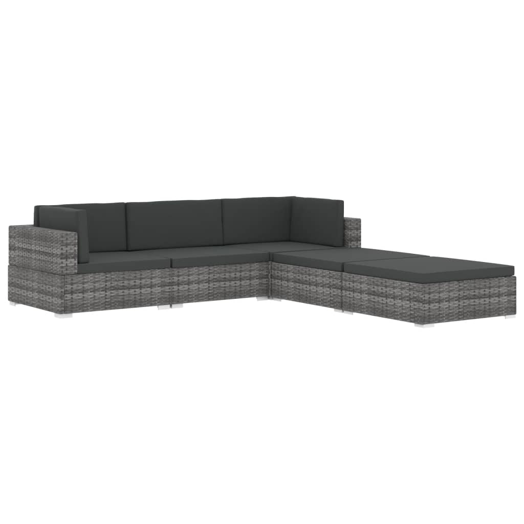 vidaXL Sectional Footrest 1 pc with Cushion Poly Rattan Black