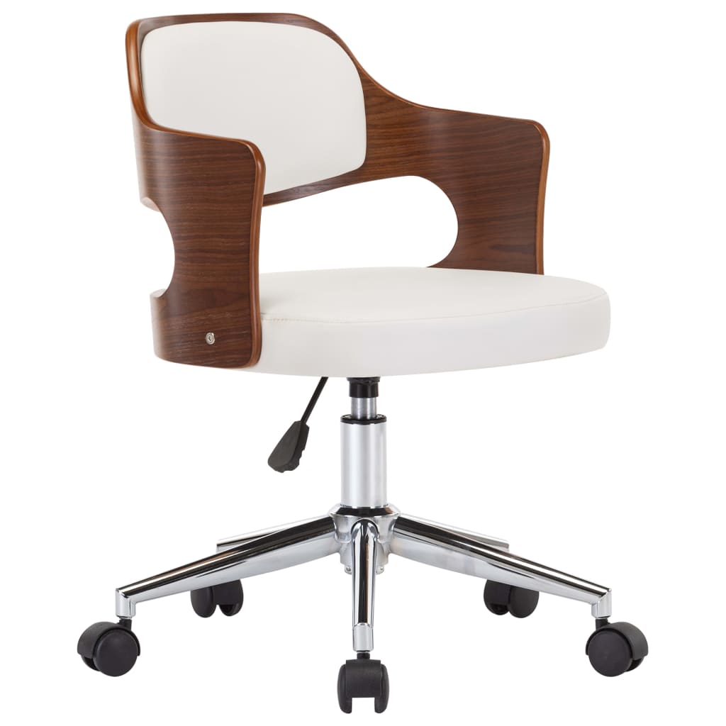 vidaXL Swivel Dining Chair White Bent Wood and Faux Leather