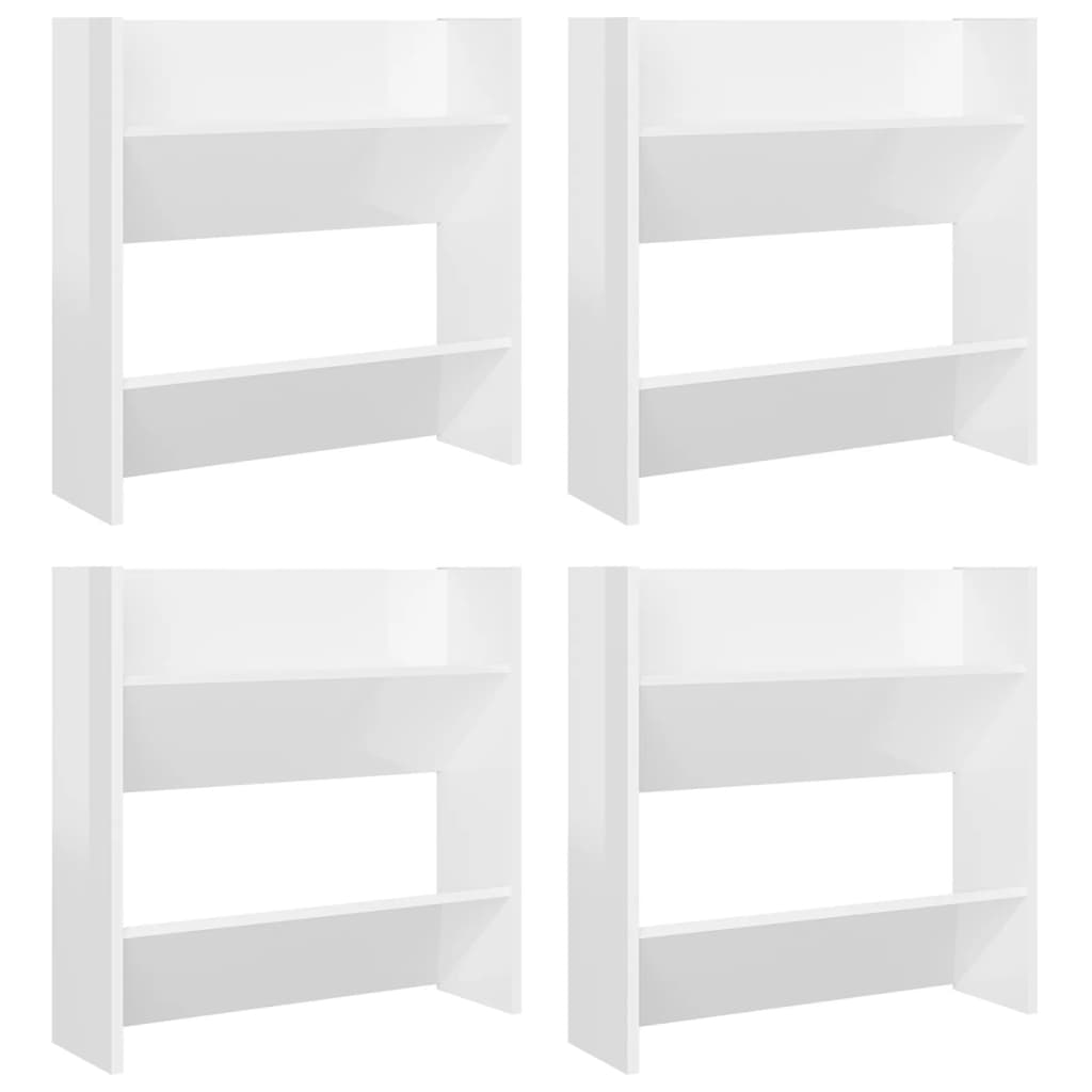 vidaXL Wall Shoe Cabinets 4 pcs High Gloss White 60x18x60 cm Engineered Wood