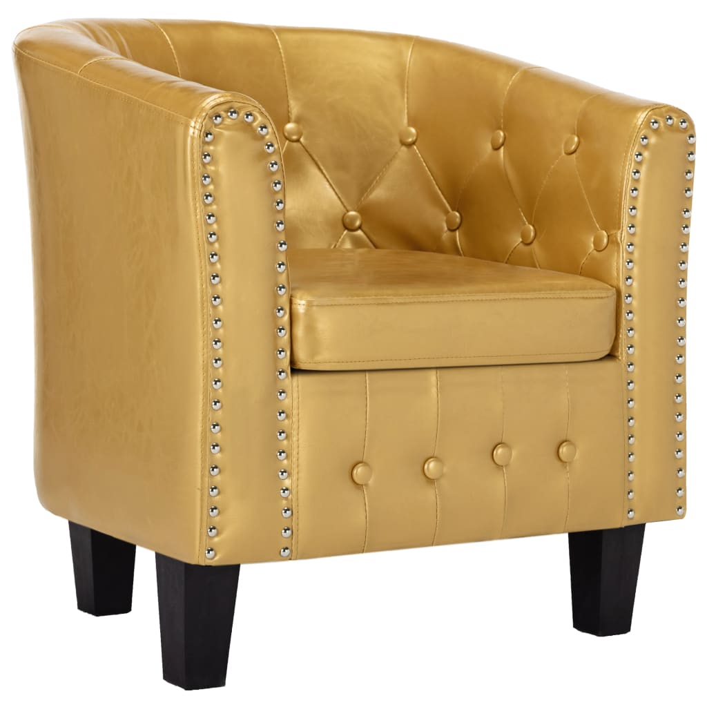 vidaXL Tub Chair Shiny Gold Faux Leather