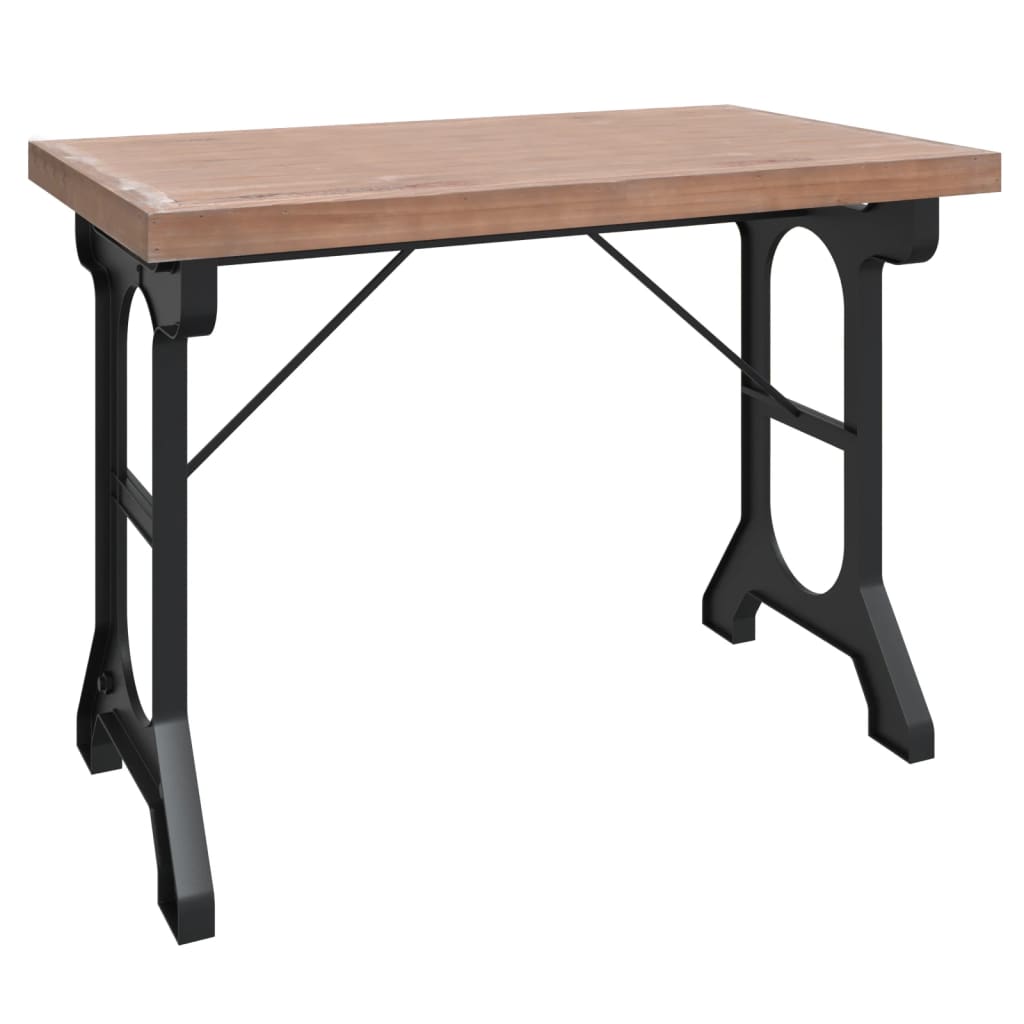 vidaXL Dining Table 110x65x82 cm Solid Wood Fir and Iron