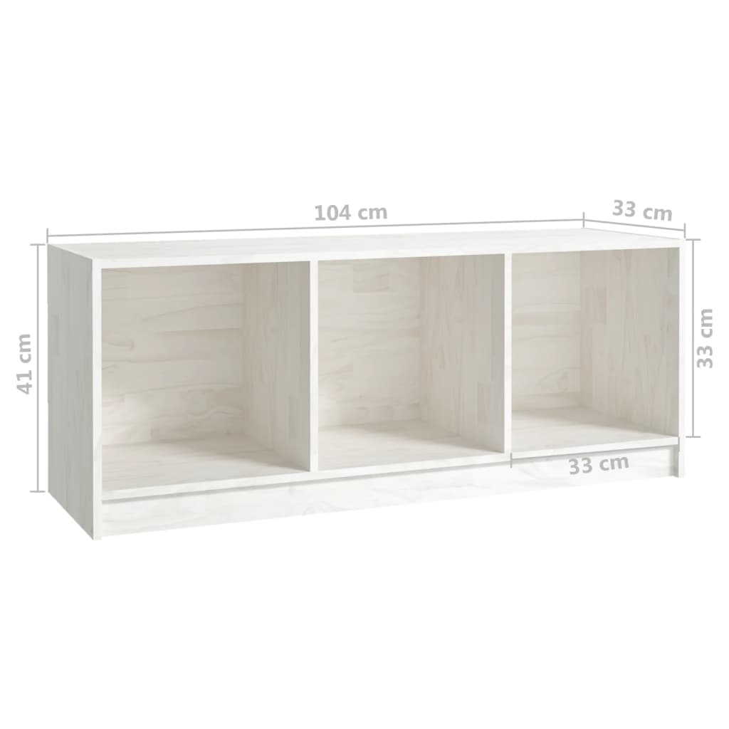 vidaXL TV Cabinet White 104x33x41 cm Solid Pinewood