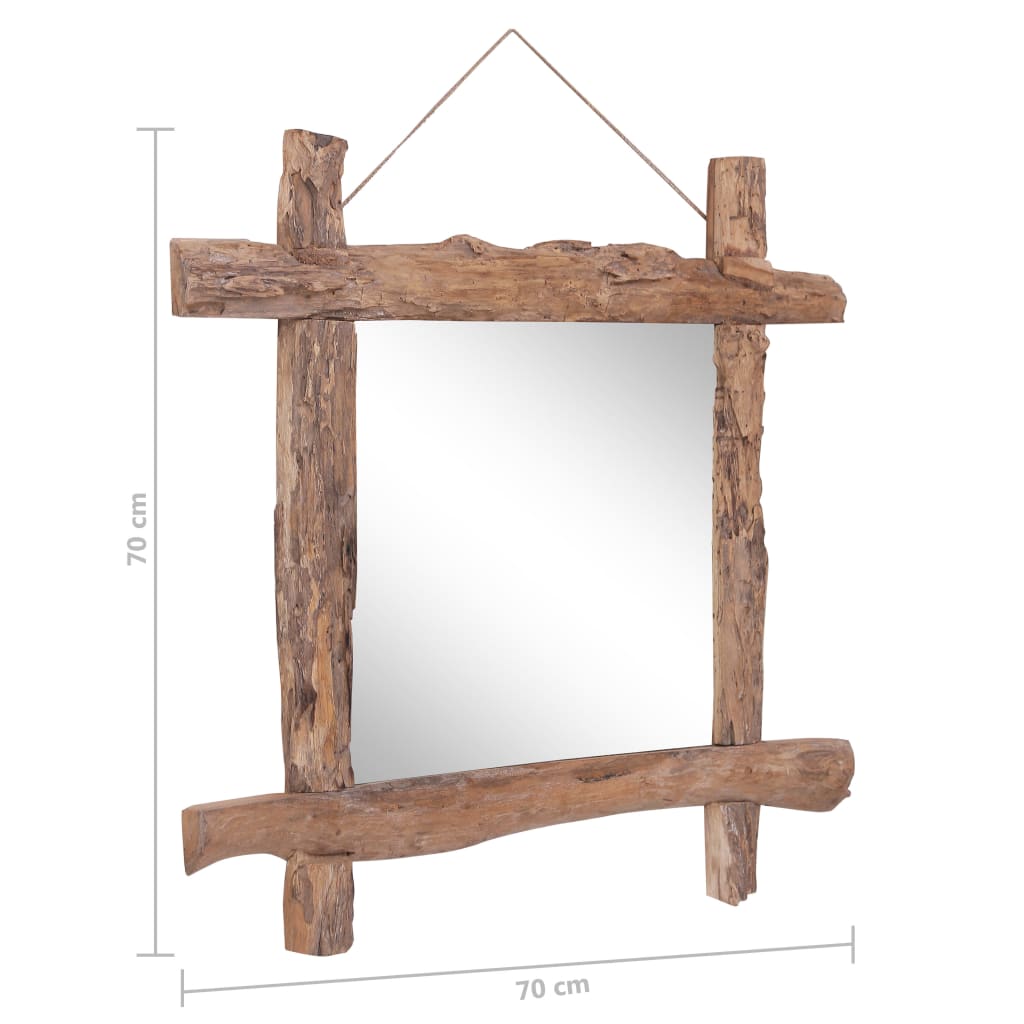 vidaXL Log Mirror Natural 70x70 cm Solid Reclaimed Wood