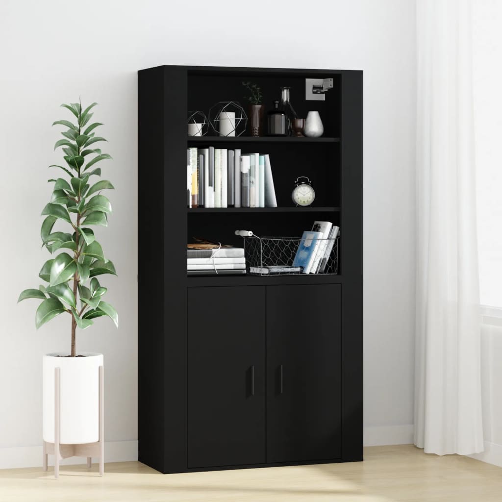 vidaXL Wall Cabinet Black 80x33x80 cm Engineered Wood