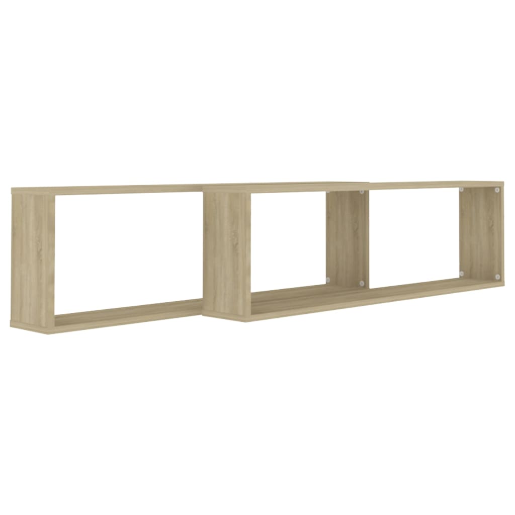 vidaXL Wall Cube Shelf 2 pcs Sonoma Oak 100x15x30 cm Engineered Wood