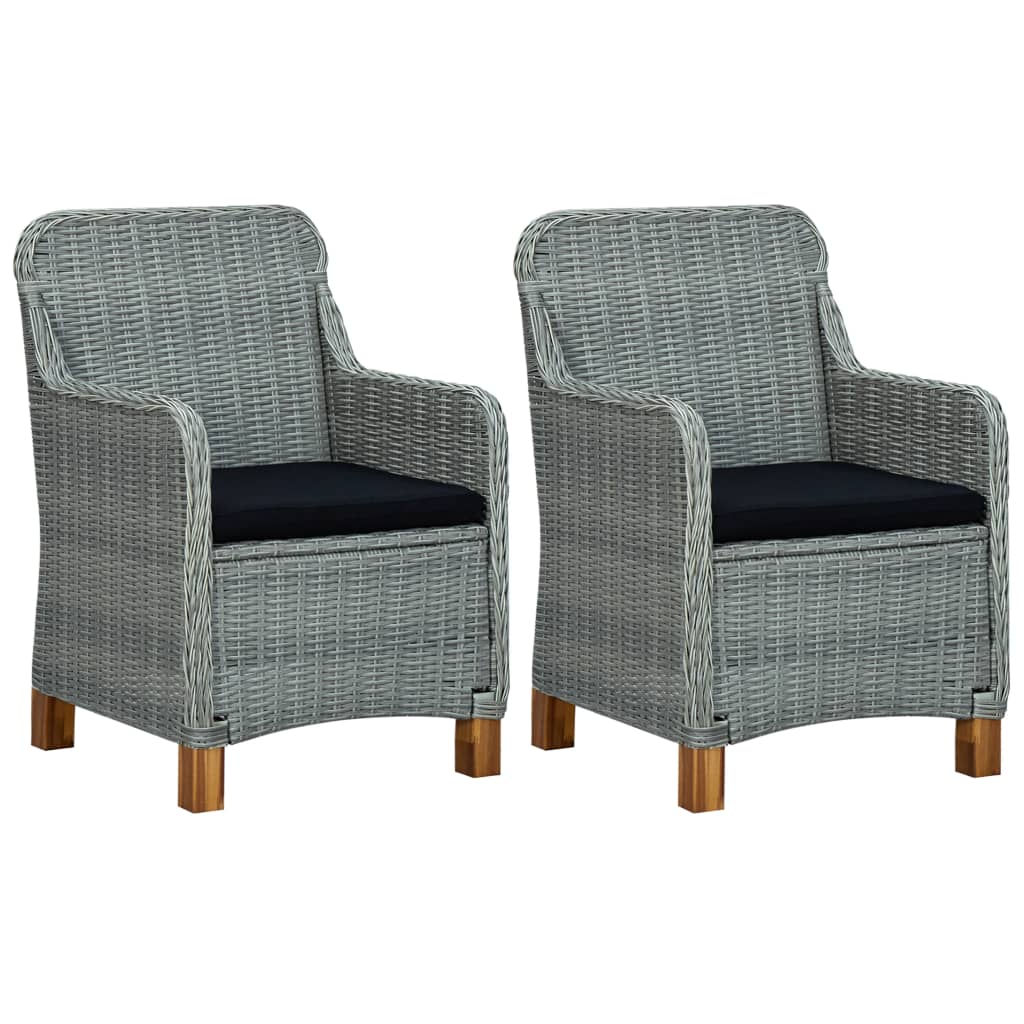 vidaXL Garden Chairs with Cushions 2 pcs Poly Rattan Light Grey