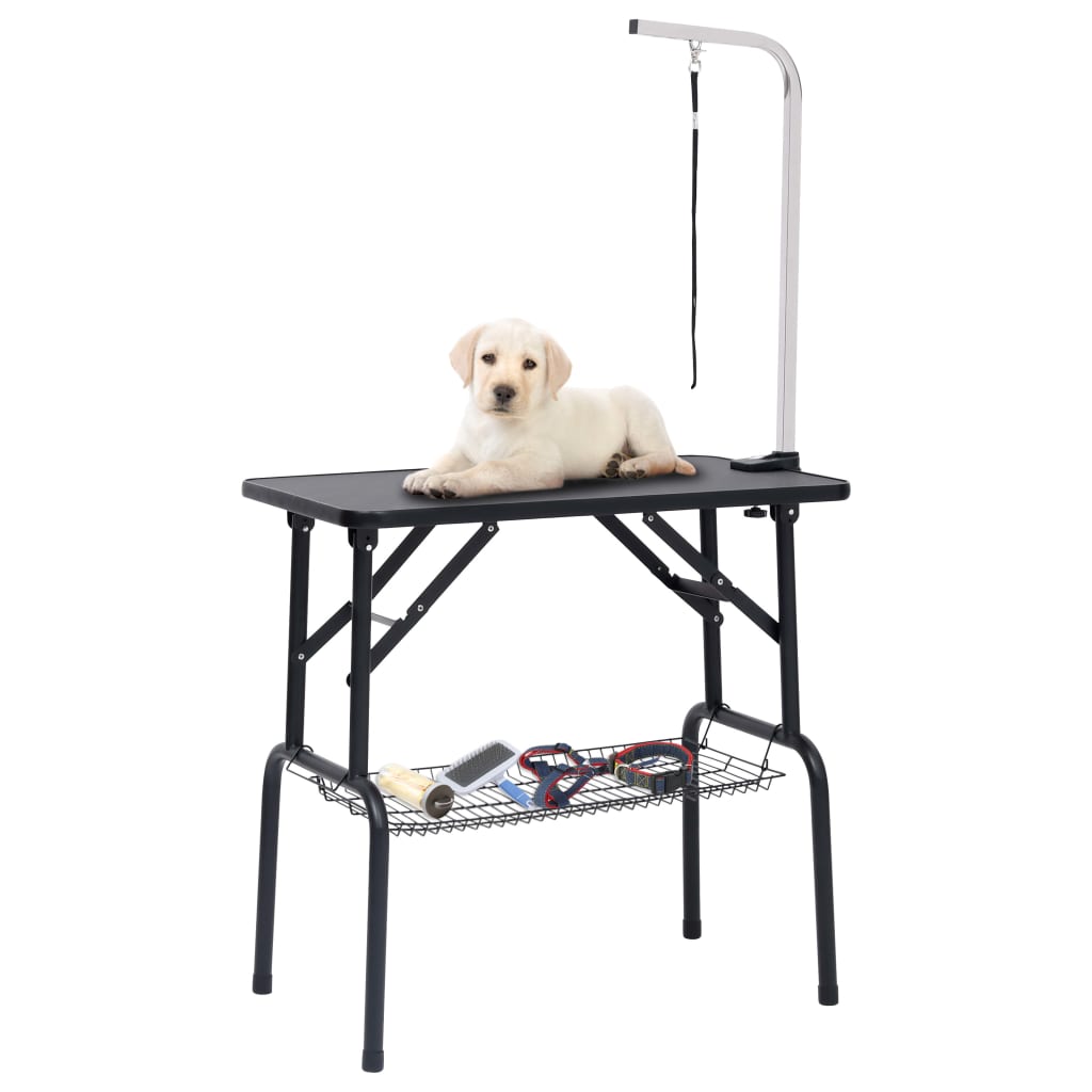 vidaXL Adjustable Dog Grooming Table with 1 Loop and Basket