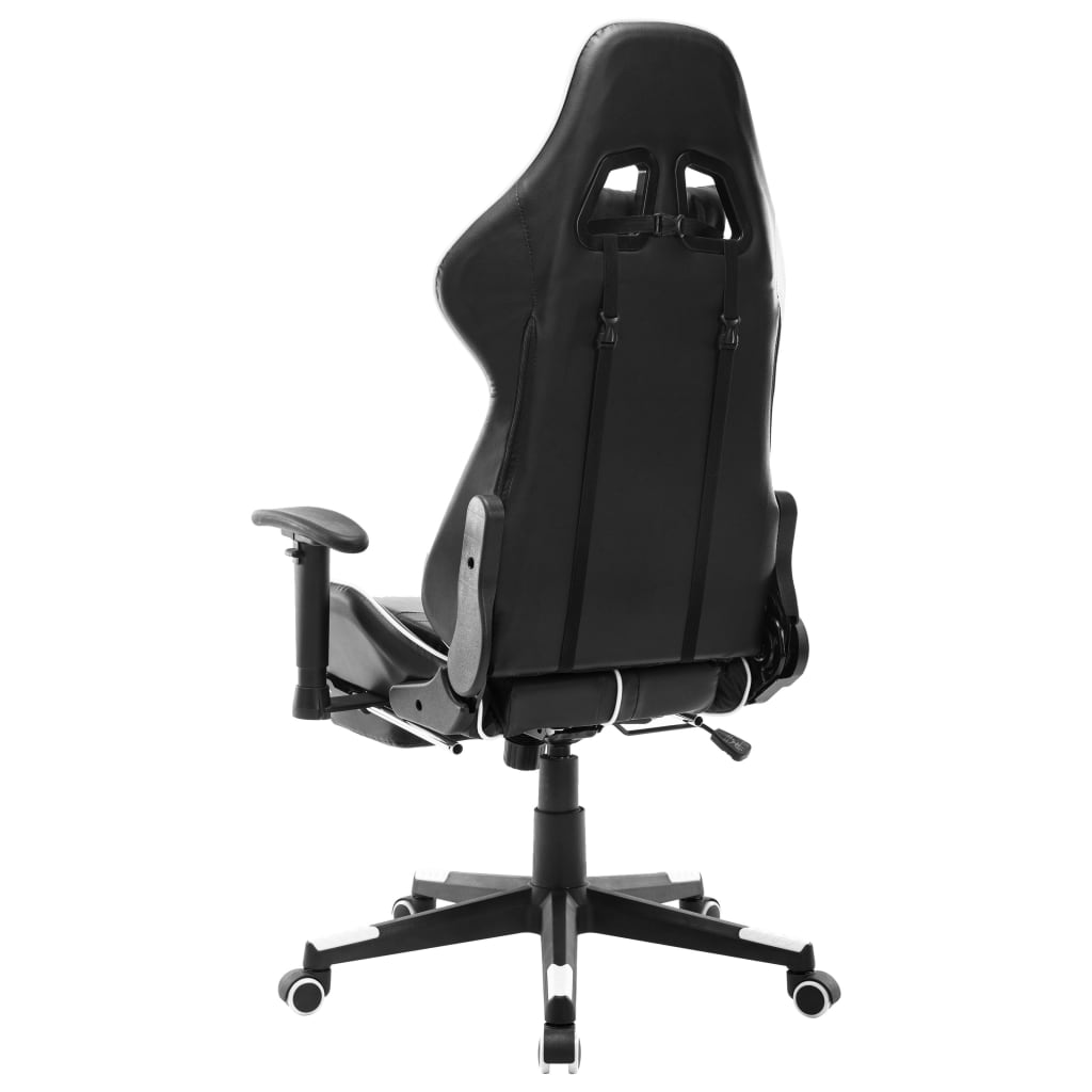 vidaXL Gaming Chair with Footrest Black and White Artificial Leather