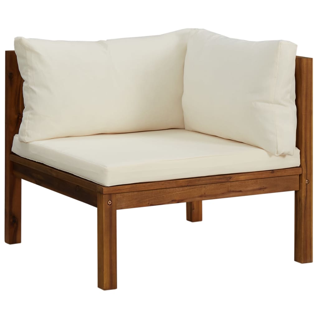 vidaXL 3 Piece Garden Lounge Set with Cream Cushion Solid Acacia Wood