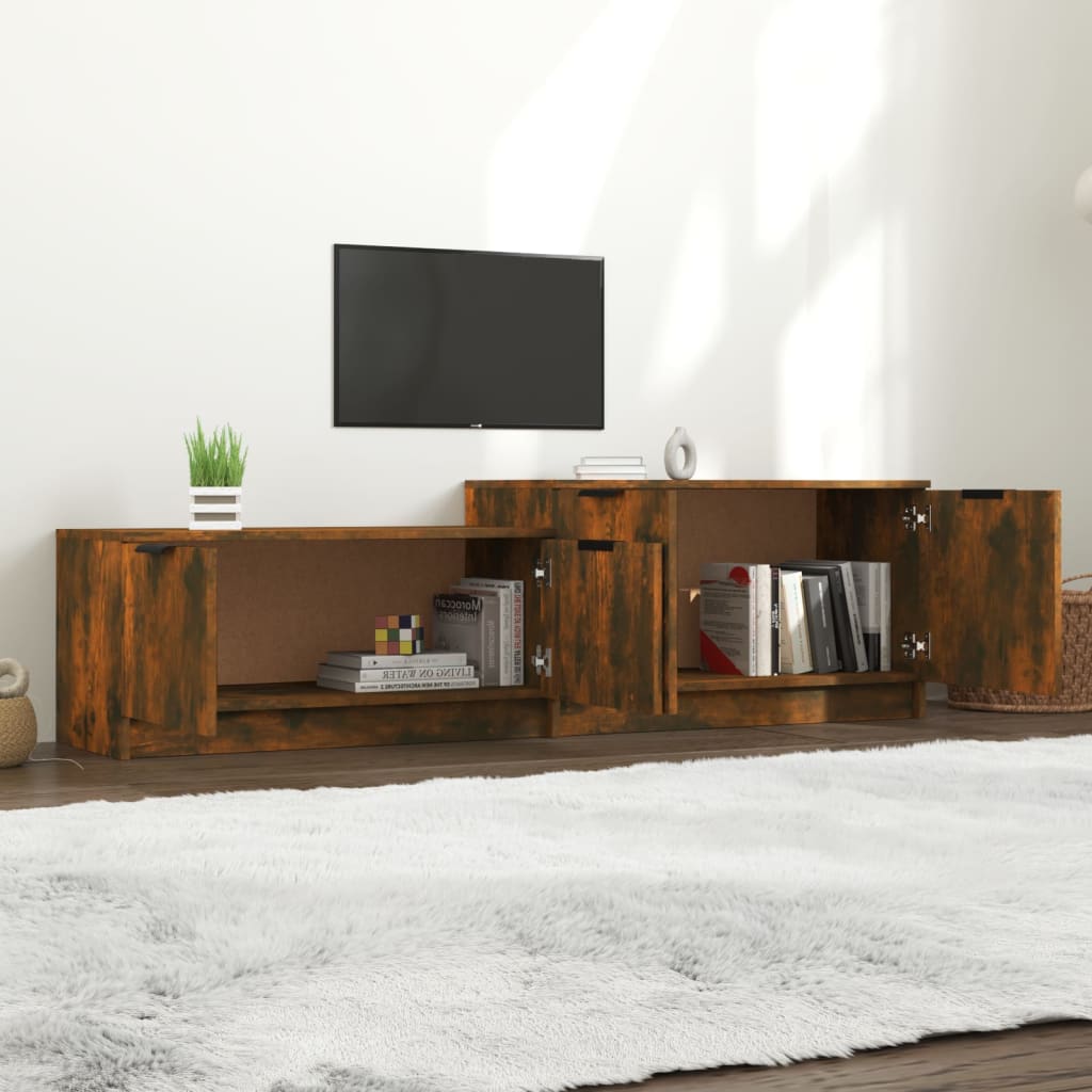vidaXL TV Cabinet Smoked Oak 158.5x36x45 cm Engineered Wood