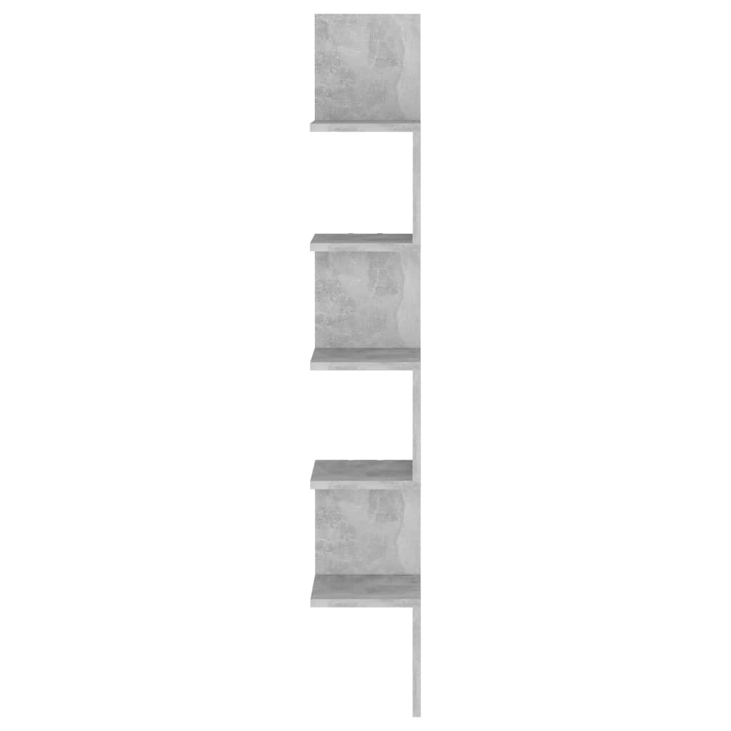 vidaXL Wall Corner Shelf Concrete Grey 20x20x127.5 cm Engineered Wood