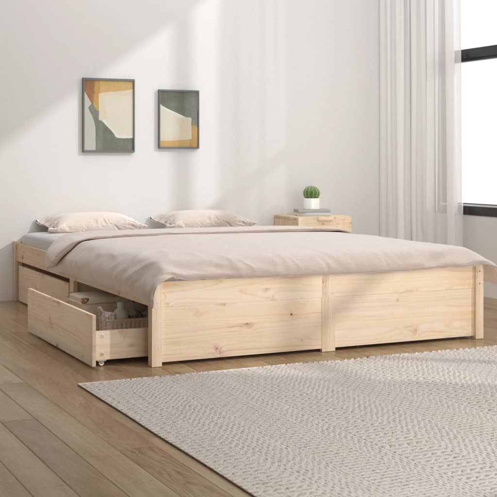 vidaXL Bed Frame with Drawers 135x190 cm Double