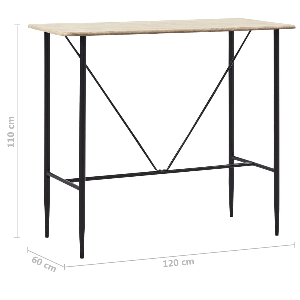 vidaXL Bar Table Oak 120x60x110 cm MDF