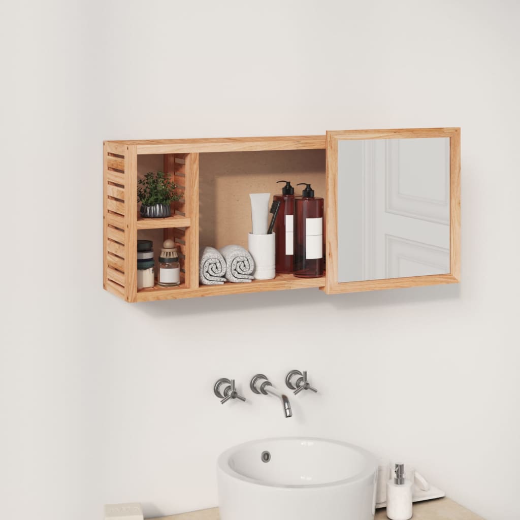 vidaXL Mirror Cabinet 80x17x34 cm Solid Wood Walnut