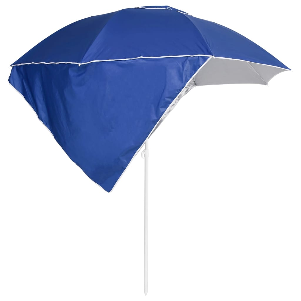 vidaXL Beach Umbrella with Side Walls Blue 215 cm