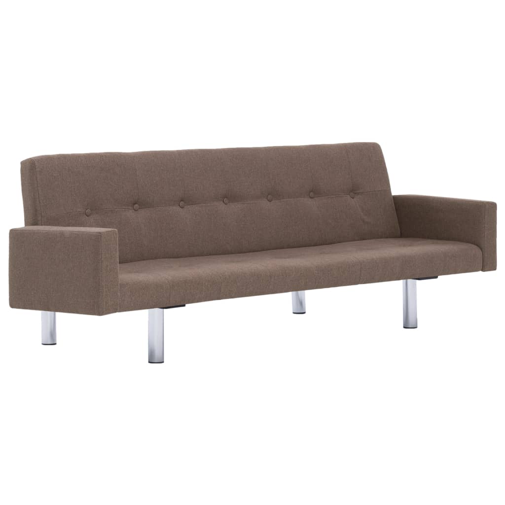 vidaXL Sofa Bed with Armrest Brown Polyester