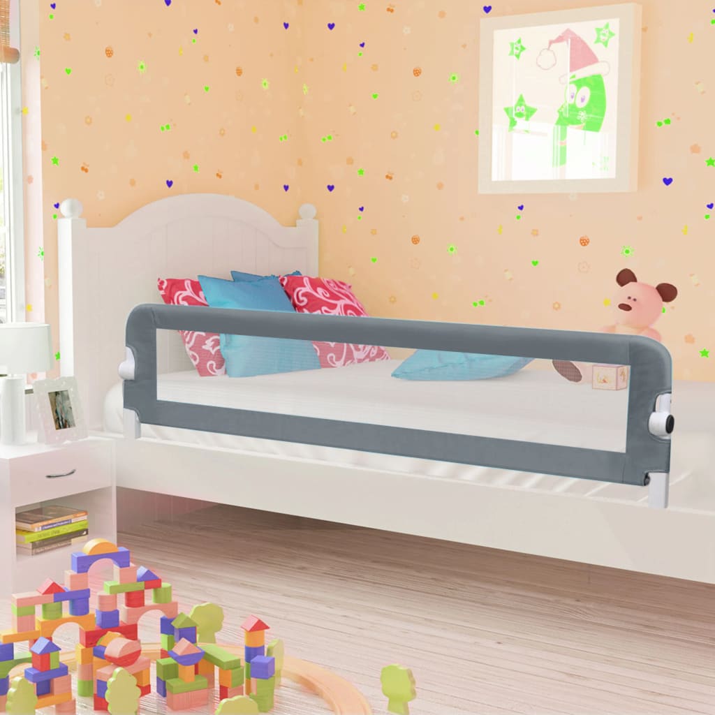 vidaXL Toddler Safety Bed Rail Grey 180x42 cm Polyester