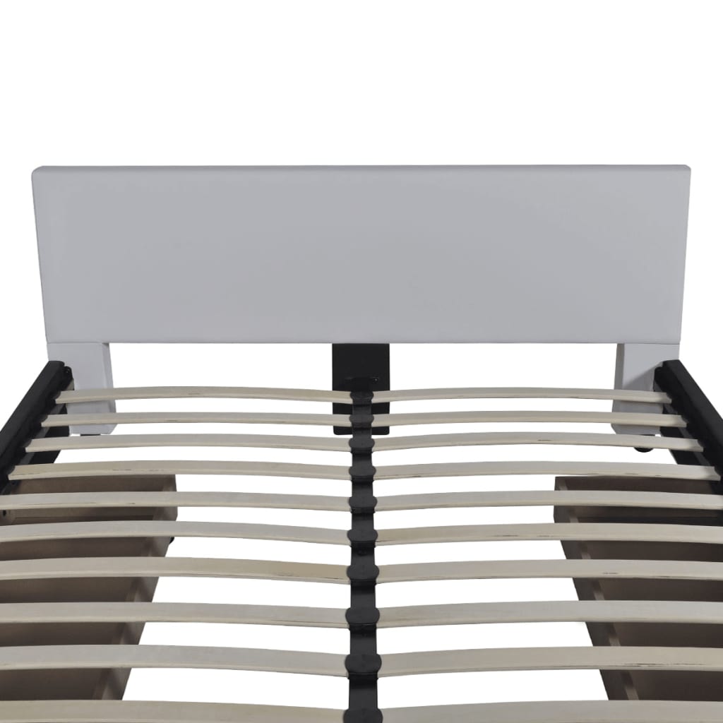 vidaXL Bed Frame White Faux leather Queen Size
