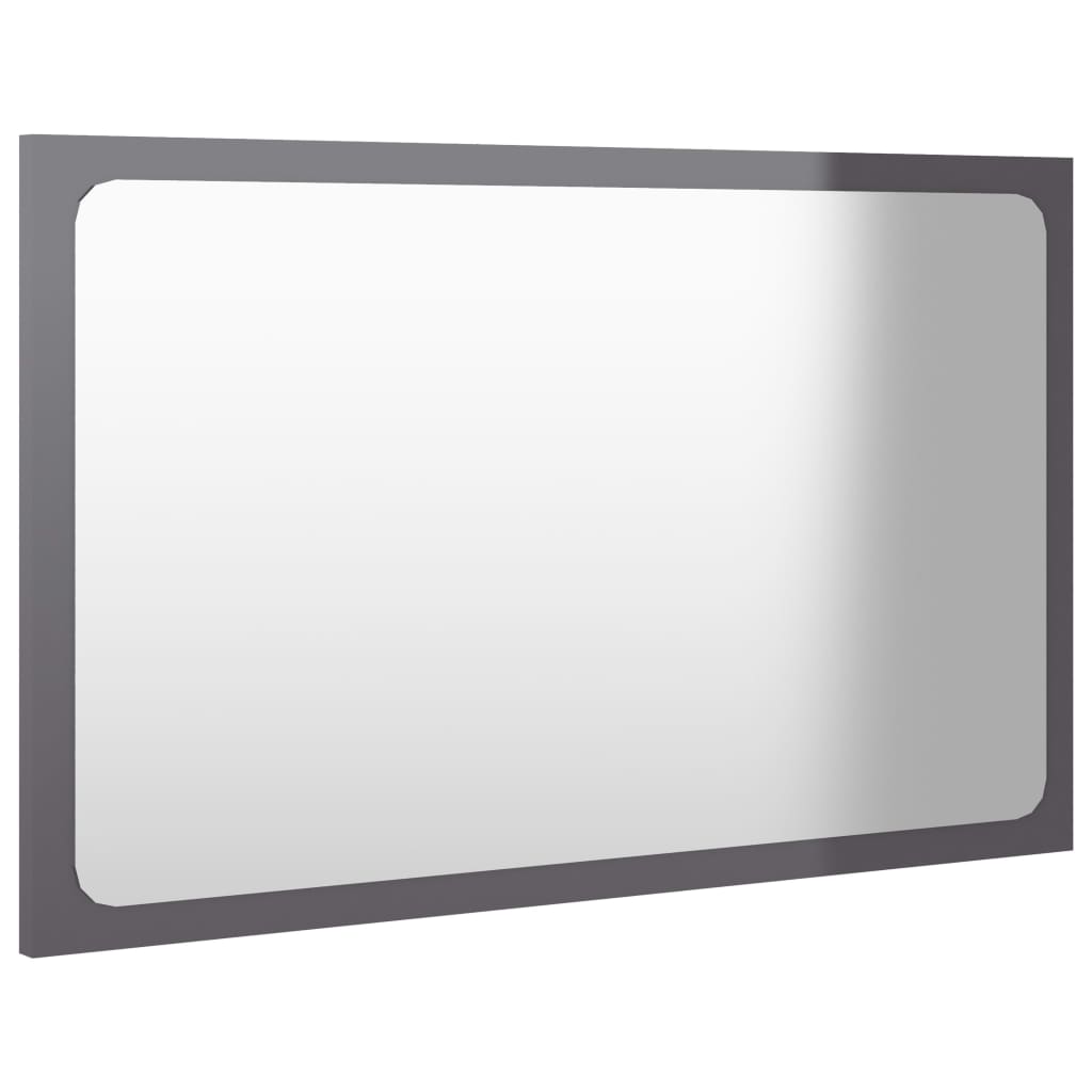 vidaXL Bathroom Mirror High Gloss Grey 60x1.5x37 cm Engineered Wood