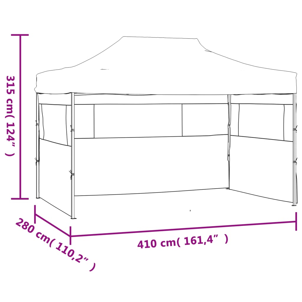 vidaXL Professional Folding Party Tent with 3 Sidewalls 3x4 m Steel Cream