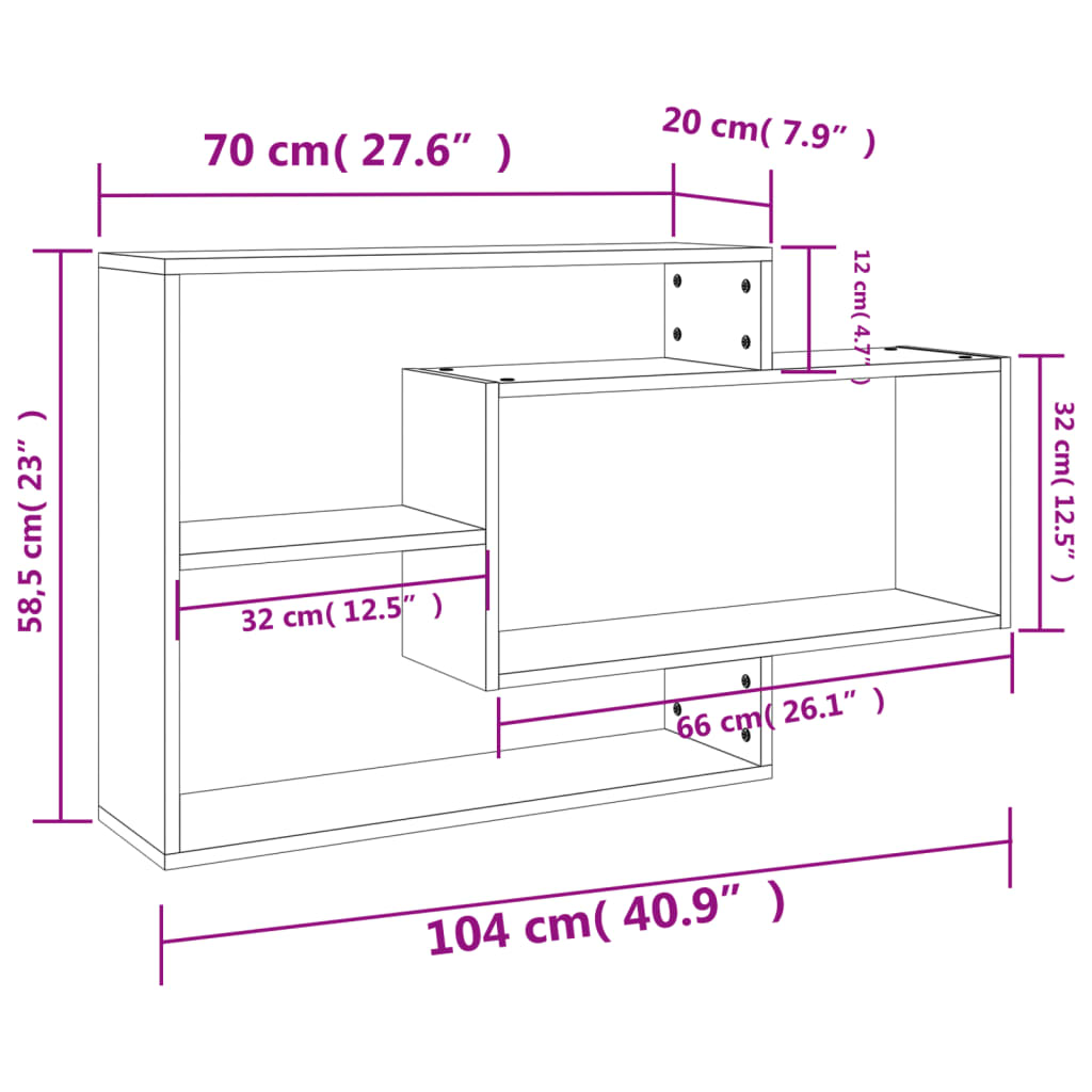 vidaXL Wall Shelf Concrete Grey 104x20x58.5 cm Engineered Wood
