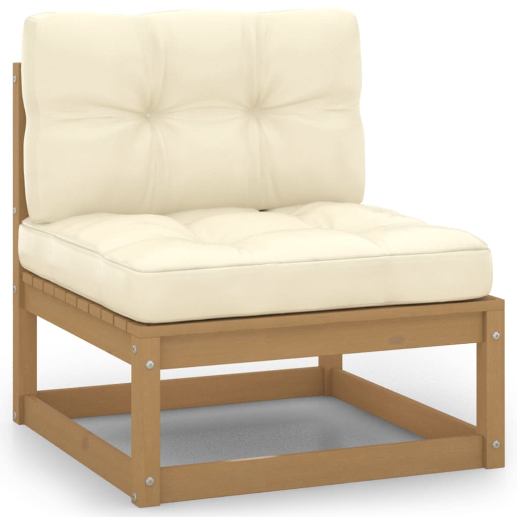 vidaXL 2 Piece Garden Lounge Set with Cushions Honey Brown Pinewood