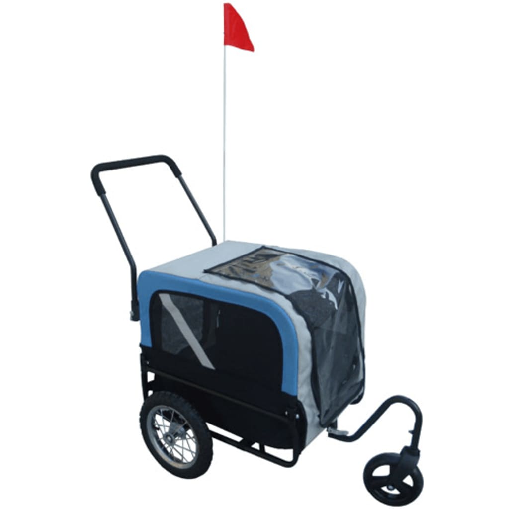 vidaXL Dog Bike Trailer with Jogger Blue