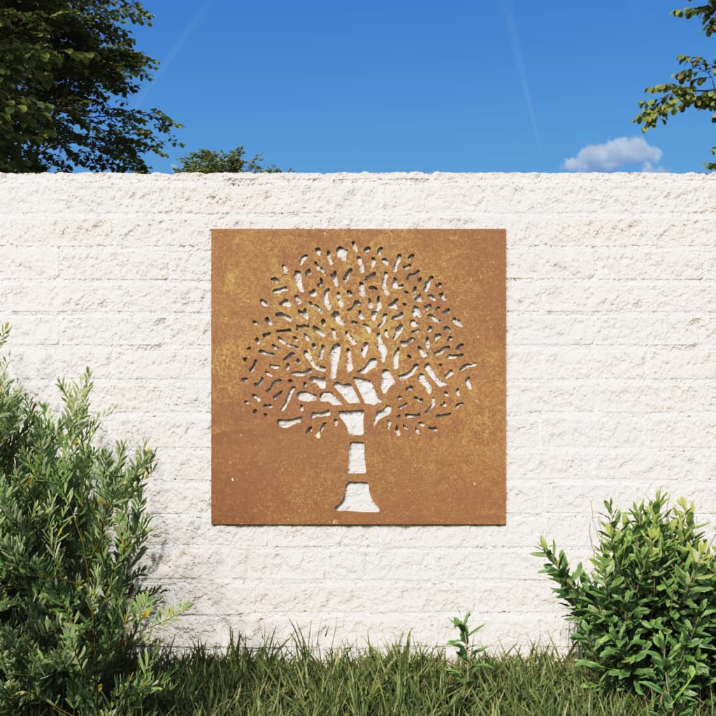 vidaXL Garden Wall Decoration 55x55 cm Corten Steel Tree Design