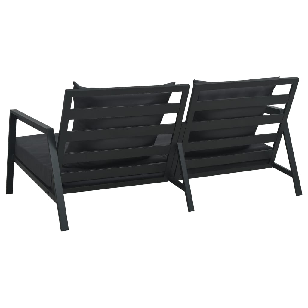 vidaXL Garden 2-Seater Sofa with Cushions Dark Grey Aluminium