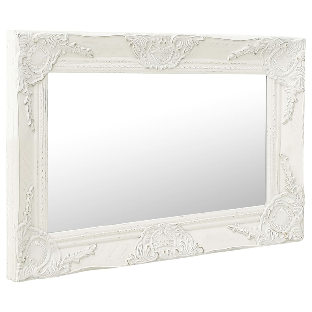 vidaXL Wall Mirror Baroque Style 60x40 cm White