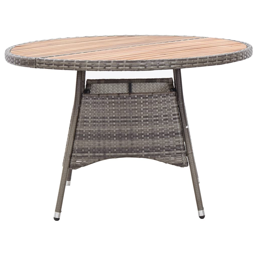 vidaXL Garden Table Grey 115x74 cm Poly Rattan and Acacia Wood