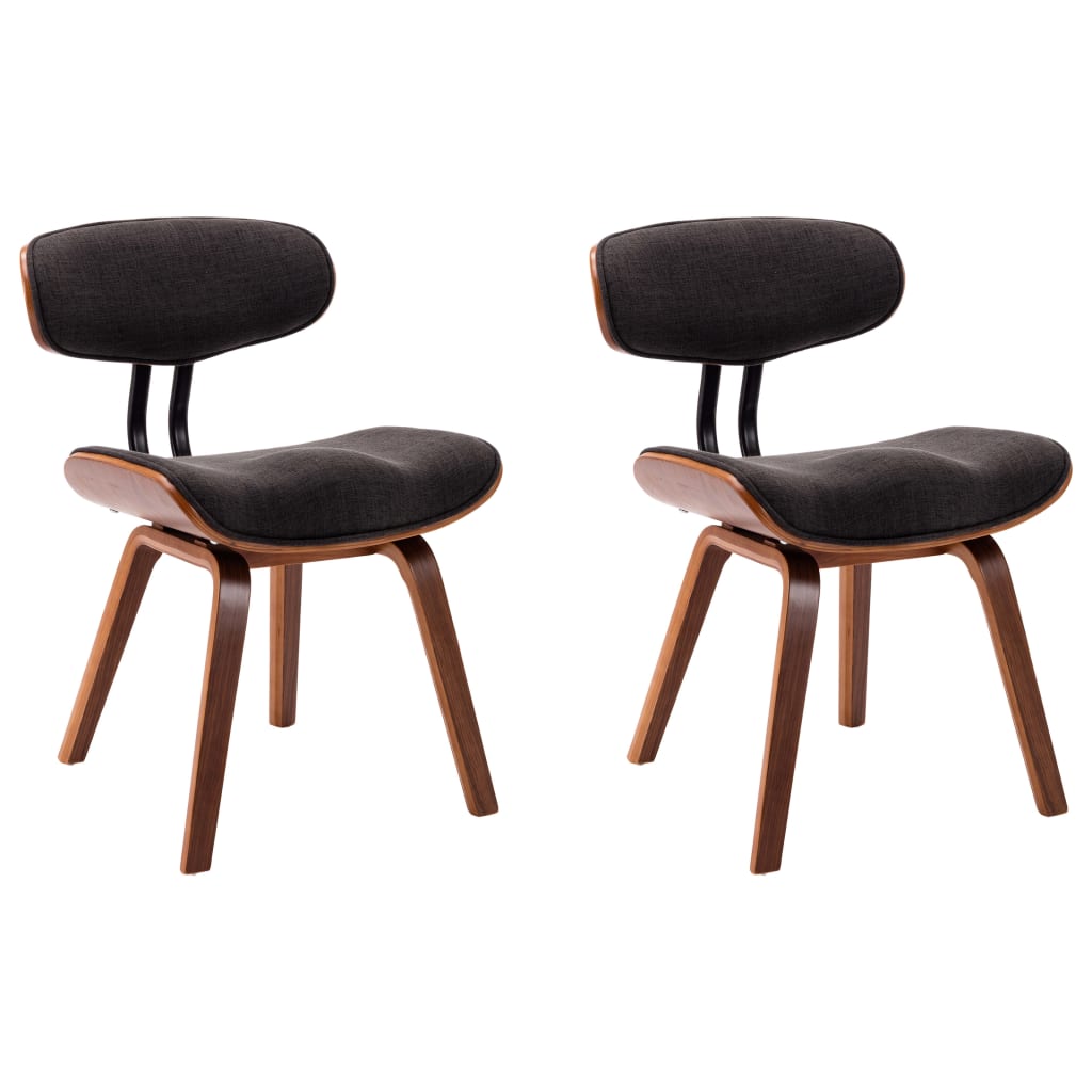vidaXL Dining Chairs 2 pcs Grey Bent Wood and Fabric