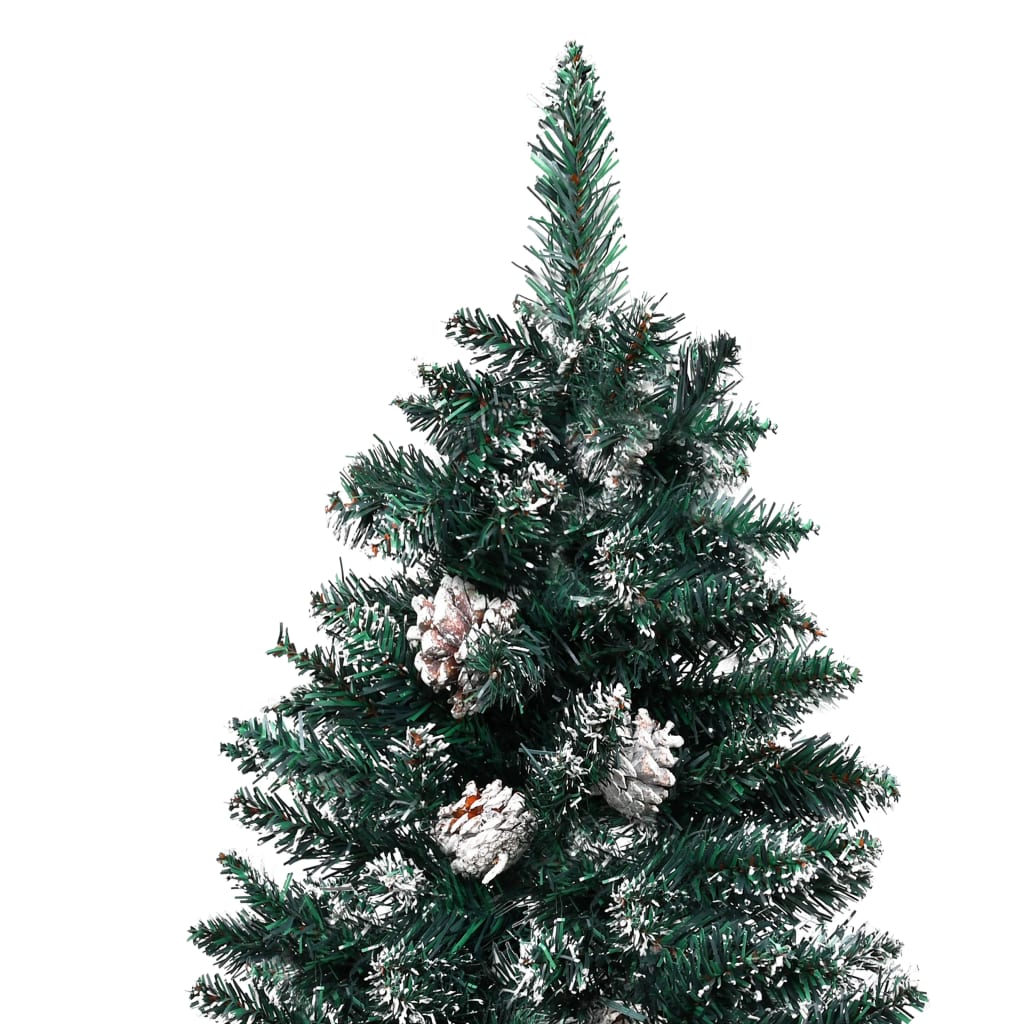 vidaXL Slim Christmas Tree with Real Wood and White Snow Green 210 cm
