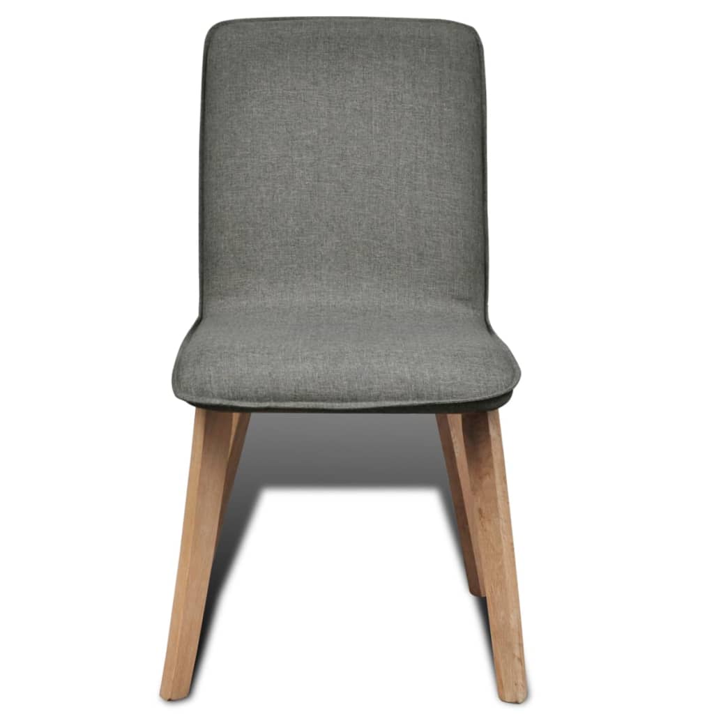 Oak Indoor Fabric Dining Chair Set 4 pcs Dark Grey