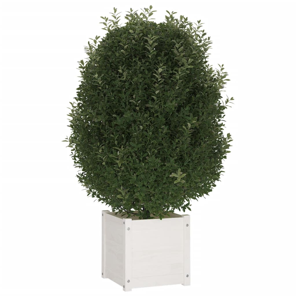 vidaXL Garden Planter White 40x40x40 cm Solid Pinewood
