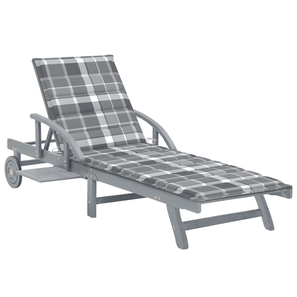 vidaXL Garden Sun Lounger with Cushion Solid Acacia Wood