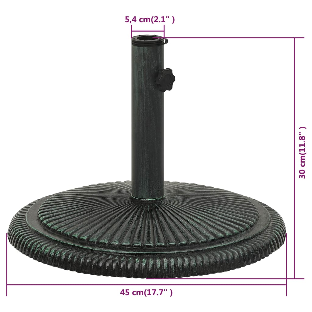 vidaXL Umbrella Base Green 45x45x30 cm Cast Iron