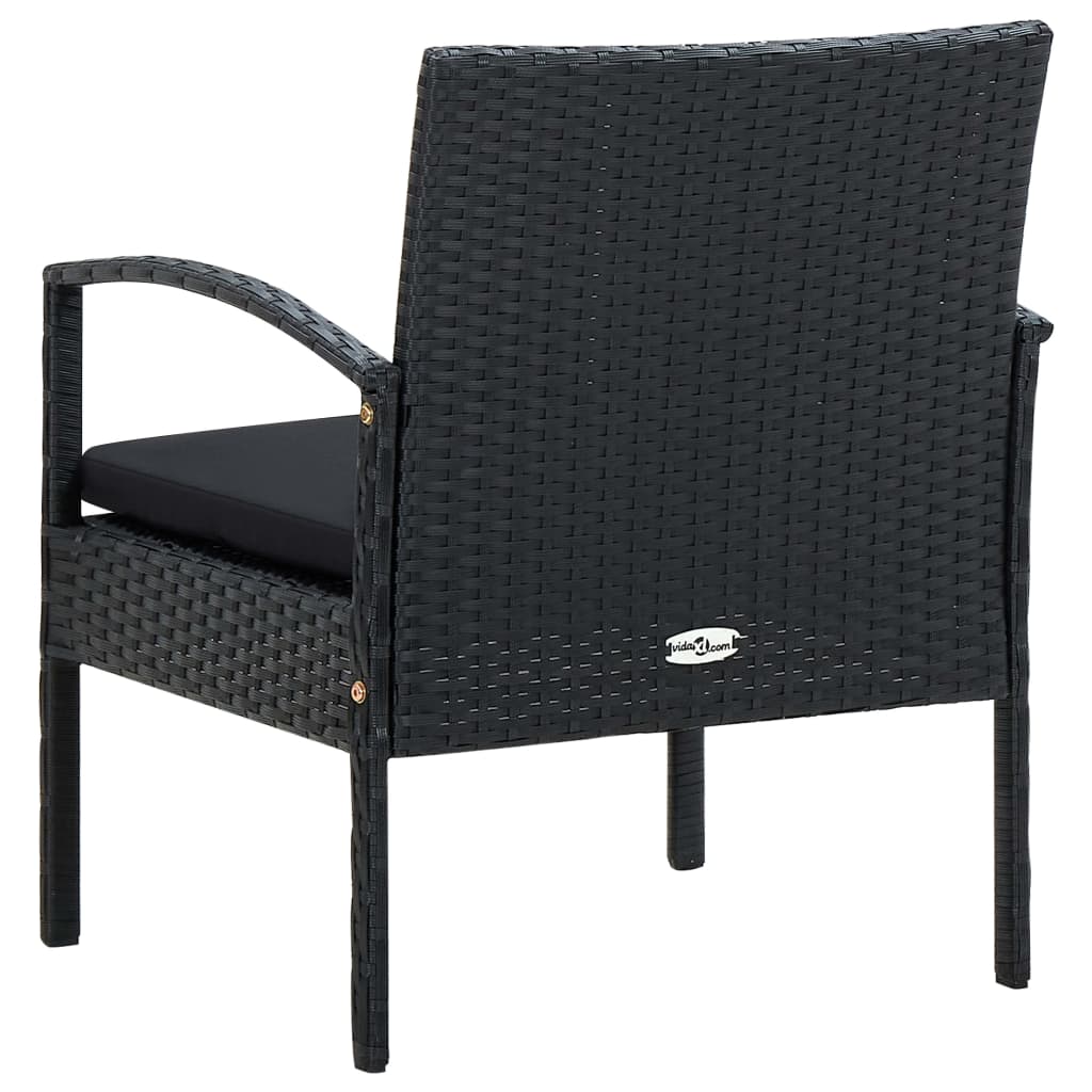 vidaXL Garden Chair with Cushion Poly Rattan Black