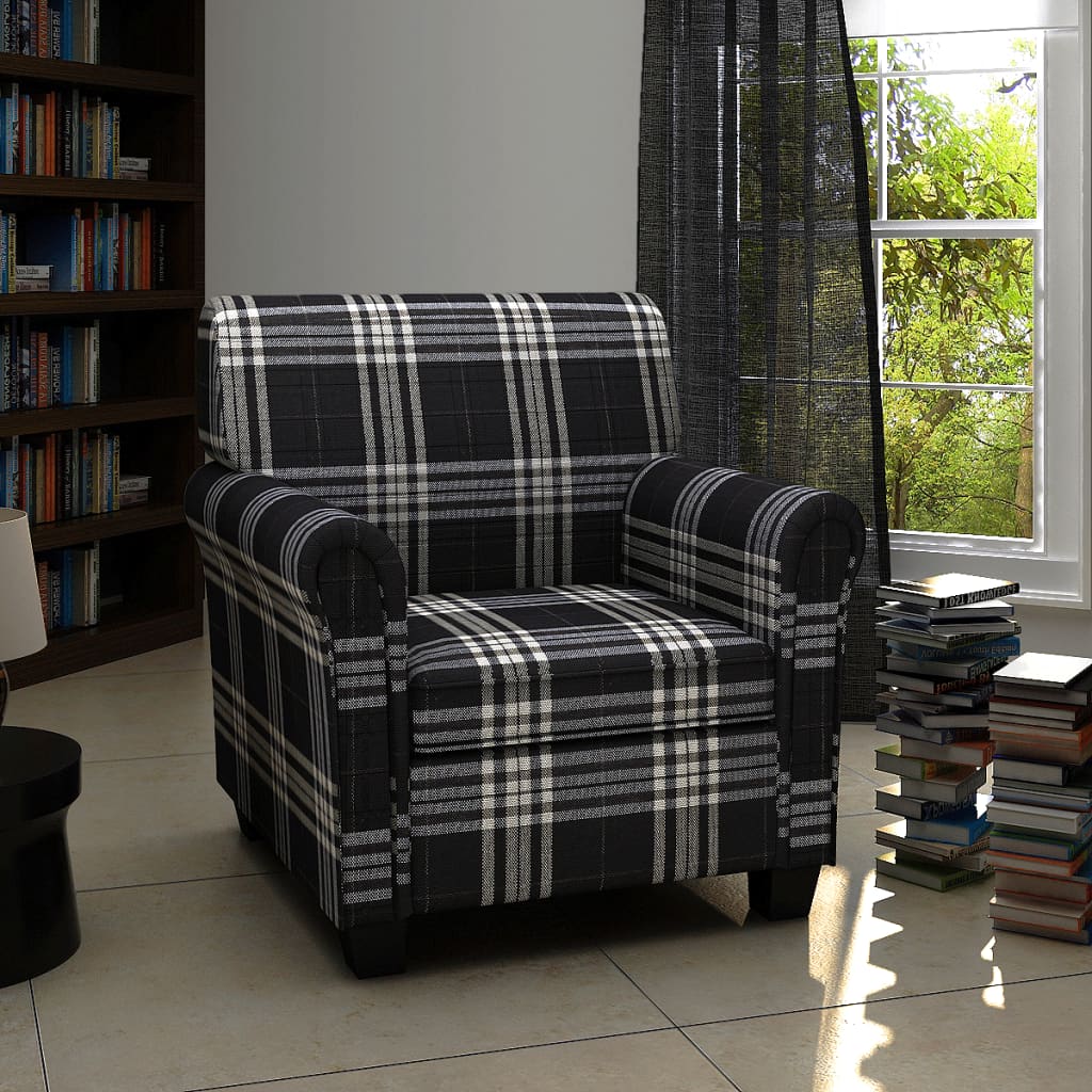 vidaXL Sofa Chair with Cushion Black Fabric