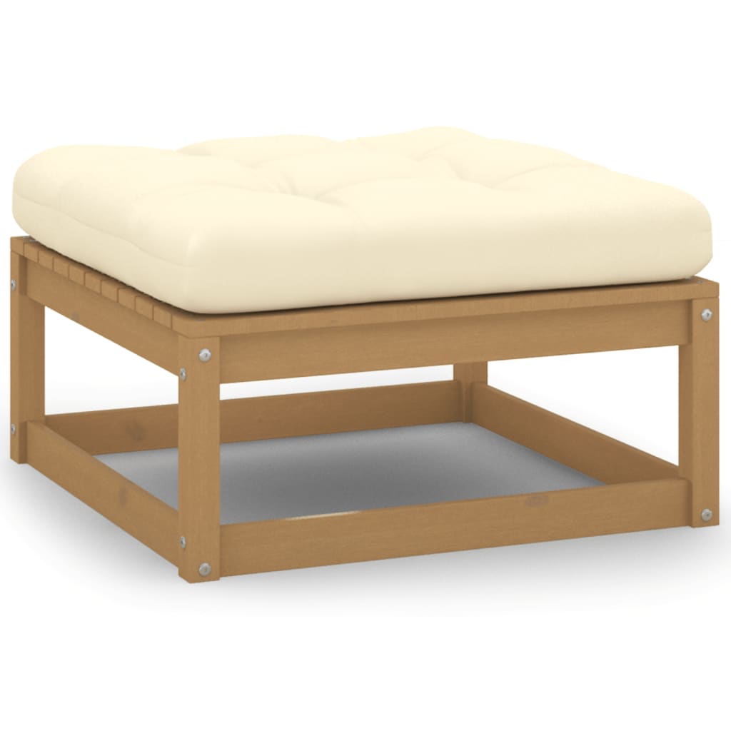 vidaXL Garden Footstools with Cushions 2 pcs Honey Brown Solid Pinewood