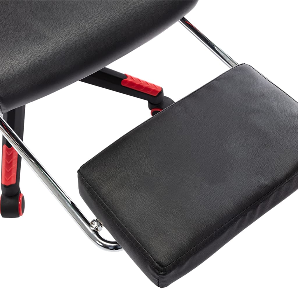 vidaXL Gaming Chair with Footrest Black and Red Artificial Leather